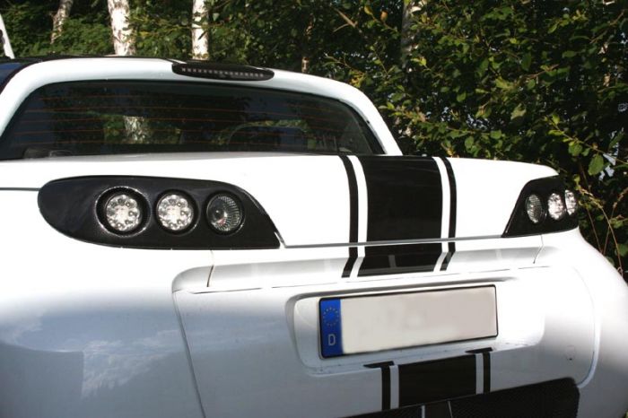 Modul Rückleuchten Set Smart Roadster mit LED Leuchttechnik in weiß -  Gehäusefarbe schwarz